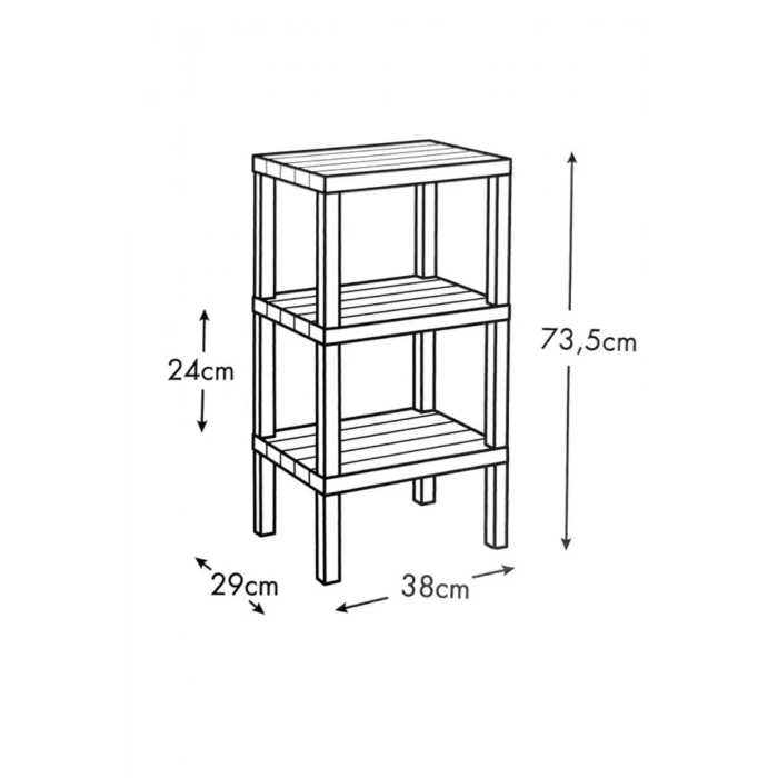Modüler 3 Katlı Raf Siyah Royaleks-81302