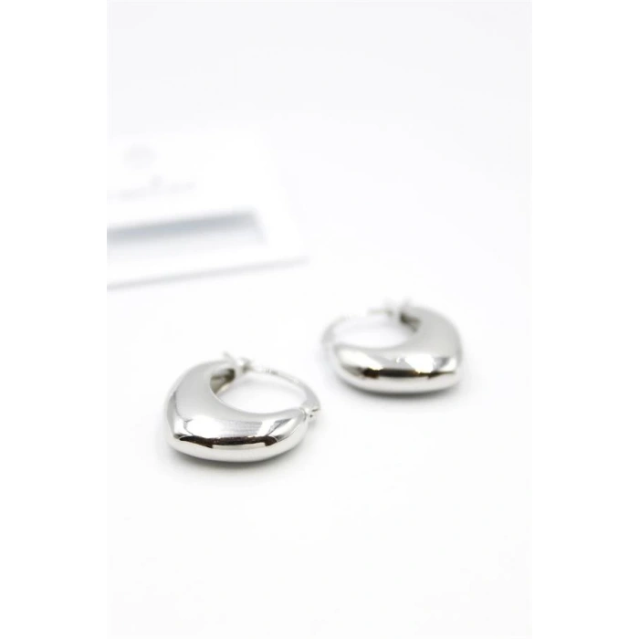 Oval Halka Küpe - Gümüş