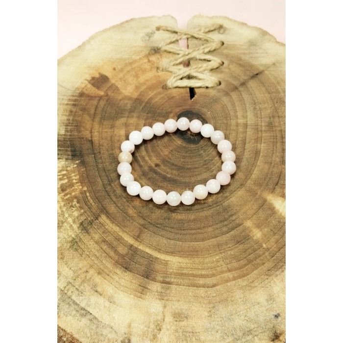 Pembe Kuvars Doğal Taş Bileklik Kutulu