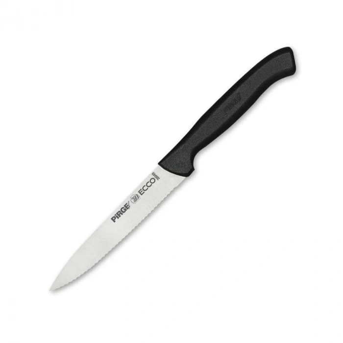Pirge 38049 Ecco Tırtıklı Sebze, Et, Biftek Steak Bıçağı 12 Cm - Siyah