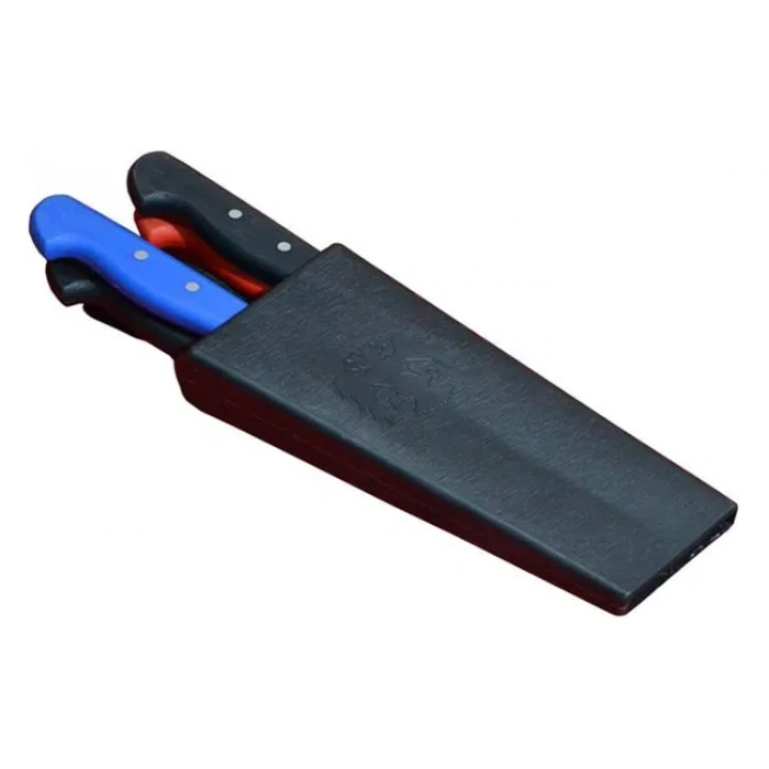 Plastik Bıçak Kütüklüğü 4 Lü - Kırmızı Plastik Kemerlikli Bıçak Çanta