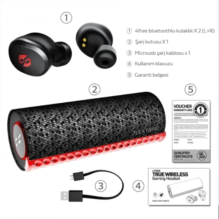 PLEXTONE 4FREE  TWS Gaming Kablosuz Bluetooth 5.0 Kulaklık IPX4-(5775)