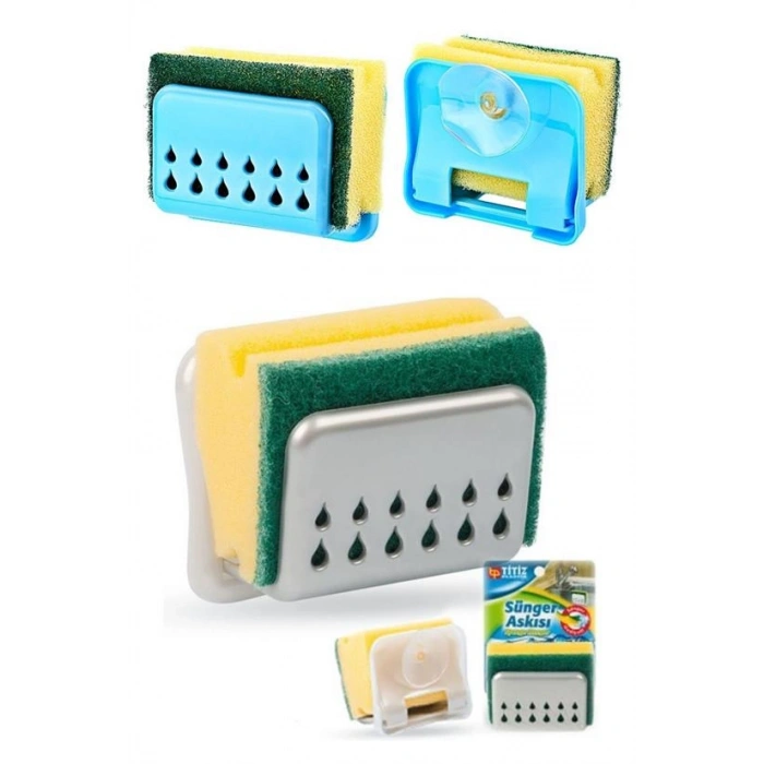 Pratik Mutfak Lavabo Vantuzlu Bulaşık Süngeri Askısı Aparatı (4767)