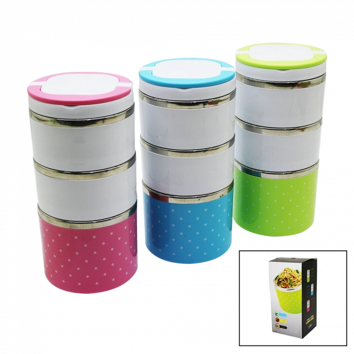 PUANTİYELİ 3LÜ SEFER TASI - SAKLAMA KABI 1.23LT (4767)