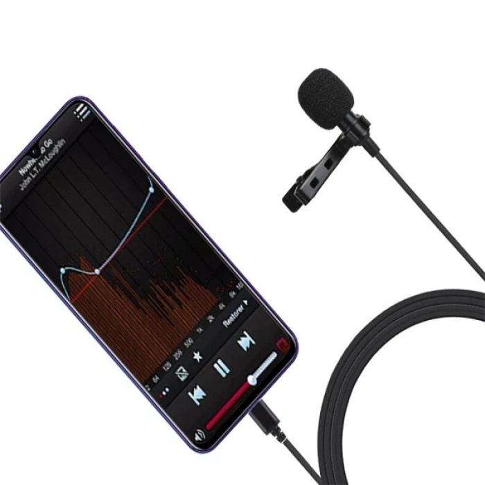 PULUZ Type-C Profesyonel Telefon Youtuber Yaka Mikrofonu 1.5m-(5775)