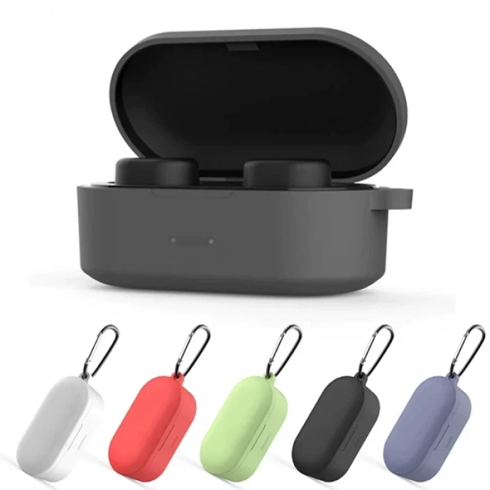 QCY T1S/T2C Bluetooth Kulaklık İçin Silikon Koruma Kılıf+ Anahtarlık-(5775)