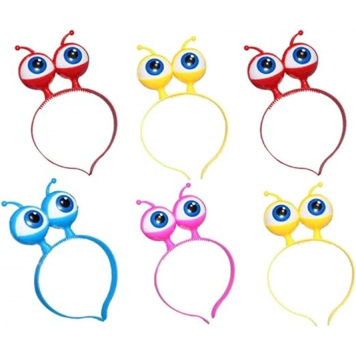 Rengarenk 3 Farklı Fonksiyonda Yanan Led Işıklı Uzaylı Göz Taç 1 Adet 18x12 cm (4767)