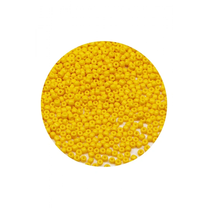 Sarı Renk 4 mm Yaklaşık 1100 adet / 100 gram Cam Boncuk Oya Yazma Bileklik ve Kolye