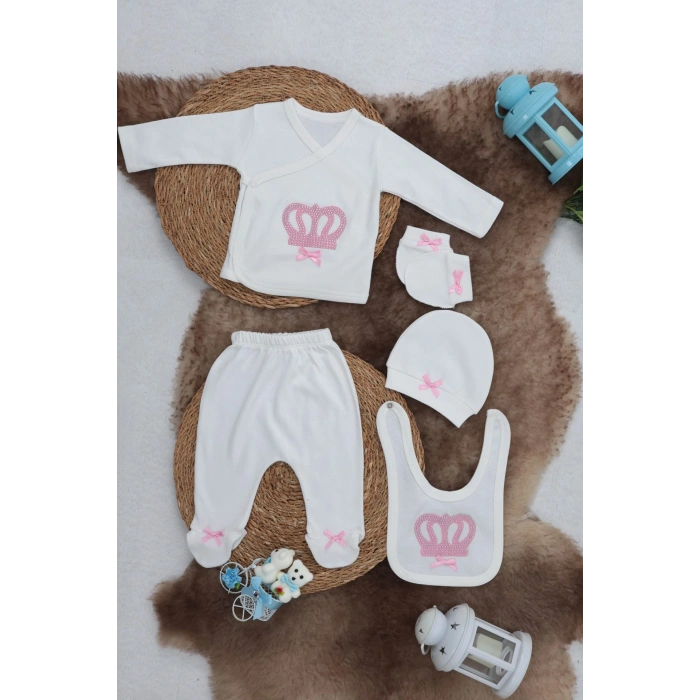 Sema Baby 5 Parça Hastane Çıkışı Zıbın Seti 0-3 Ay - Princess
