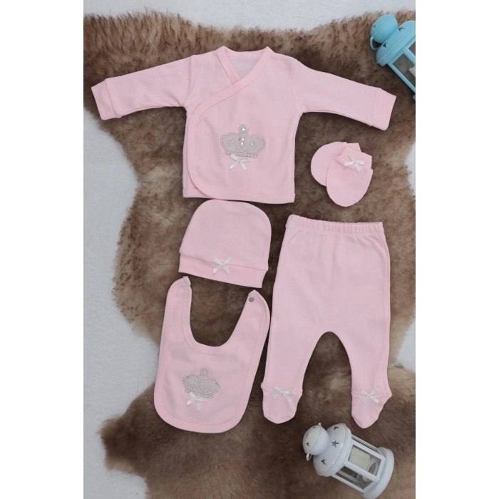 Sema Baby 5 Parça Hastane Çıkışı Zıbın Seti 0-3 Ay - Queen