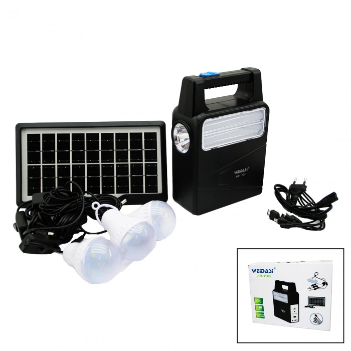 SOLAR SEYYAR PANELLİ - FİŞ ŞARJLI 2İN1 DİKEY MODEL EL FENERİ  - 3 PARÇA  AMPUL KABLOLU - POWERBANK (4767)