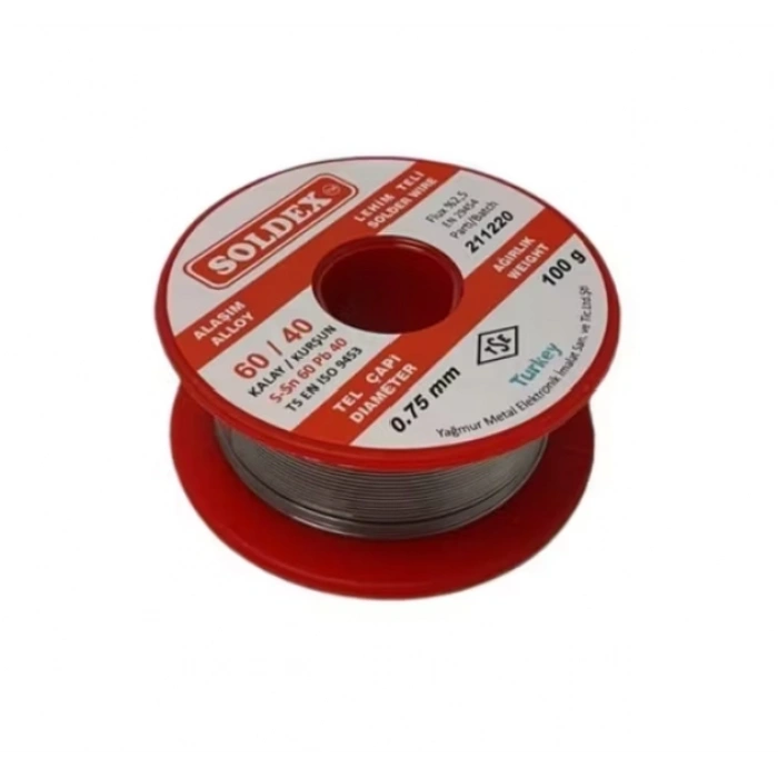 Soldex 60/40 Lehim Teli 100 Gr 0,75 Mm (sn:60 / Pb:40)
