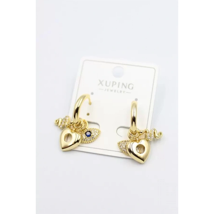 Taşlı Charm Küpe - Altın