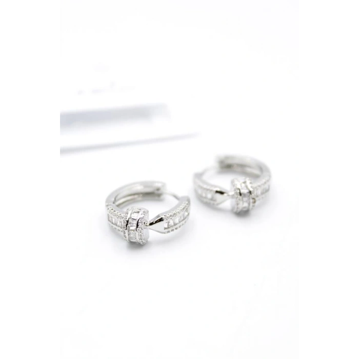 Taşlı Çivi Küpe - Gümüş