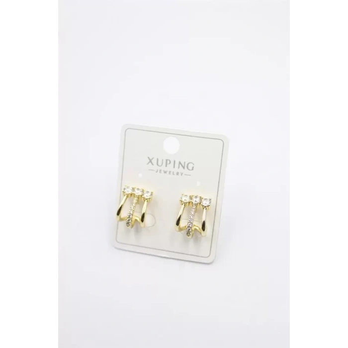 Taşlı Çoklu Görünümlü Küpe - Altın