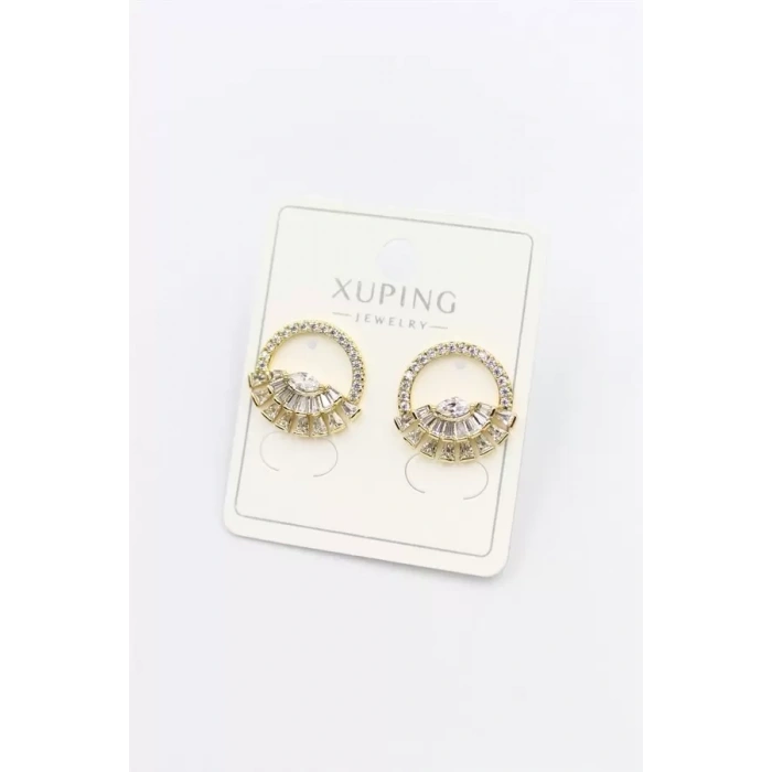 Taşlı Göz Küpe - Altın