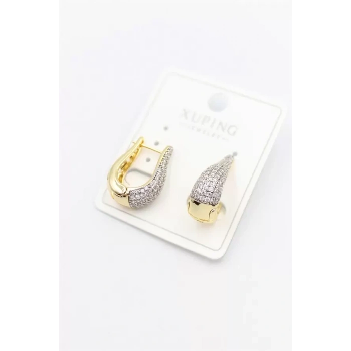 Taşlı Halka Küpe - Altın