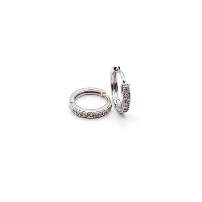 Taşlı Halka Küpe - Gümüş