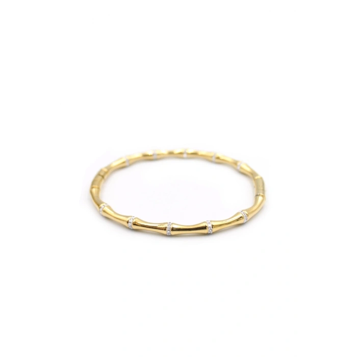 Taşlı Kemik Bilezik - Altın