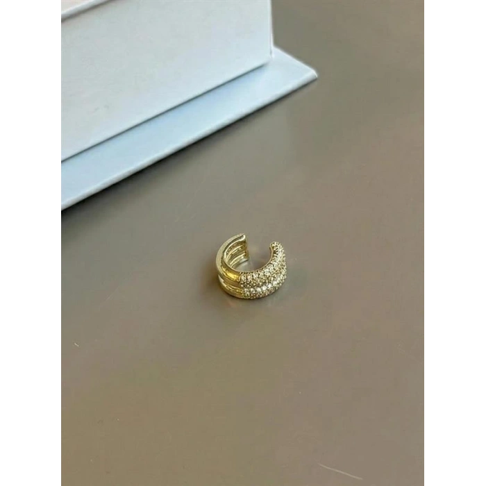 Taşlı Kıkırdak Küpe - Altın