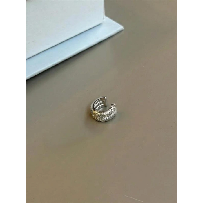 Taşlı Kıkırdak Küpe - Gümüş