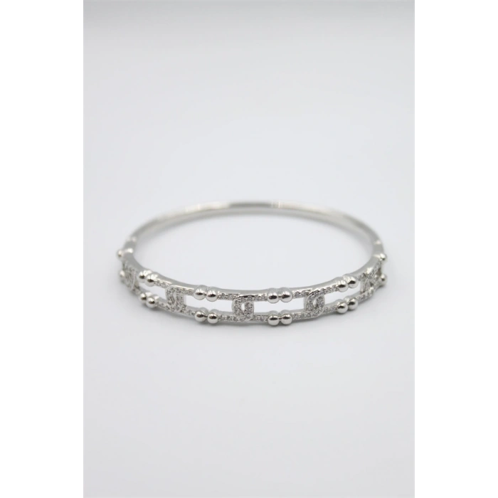 Taşlı Vip Bilezik - Gümüş