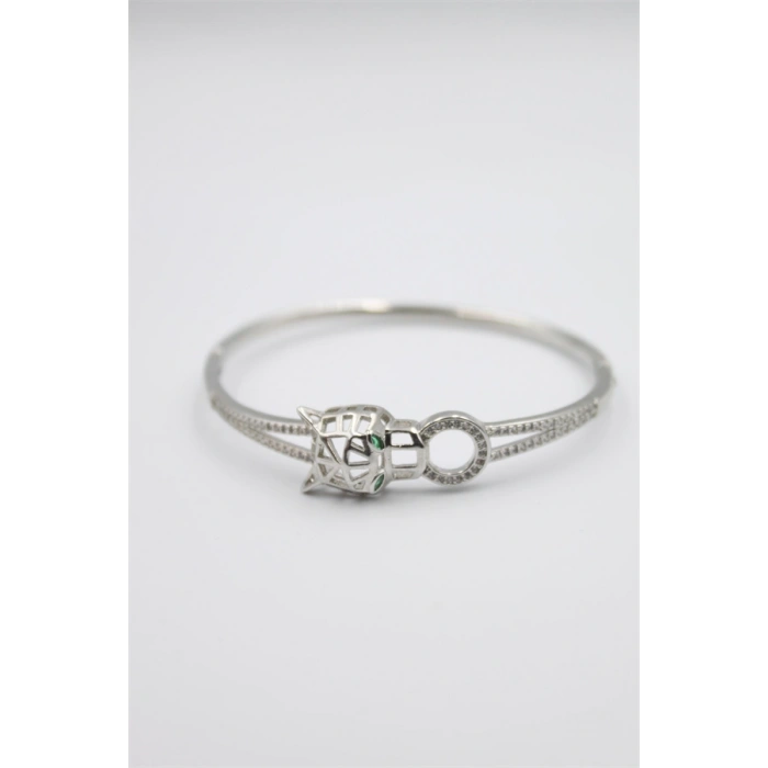 Taşlı Vip Bilezik - Gümüş