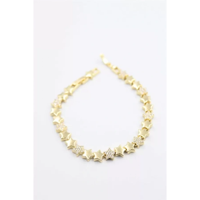 Taşlı Yıldız Bileklik - Altın