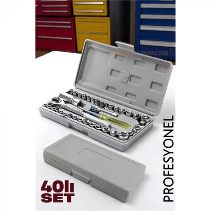 Turk Profesyonel 40lı Lokma Seti - Dayanıklı ve Pratik Kullanım Torklu  Tamir Seti