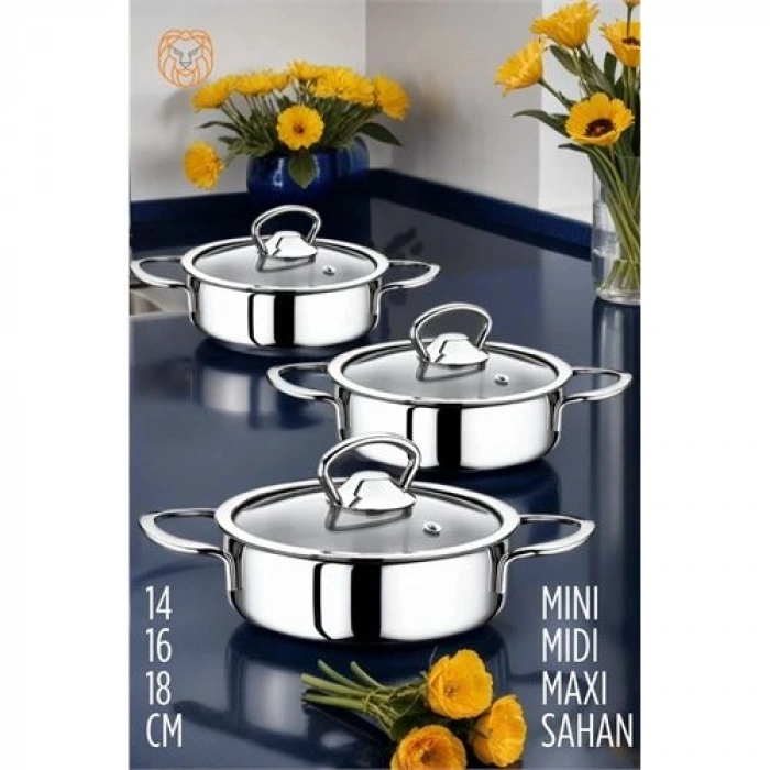 Turk Sahan Tencere Mini Midi Maxi 3 lü SET