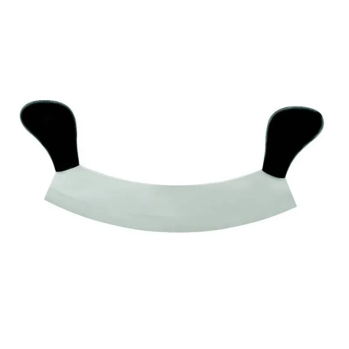 Ündeğerli Bursa Paslanmaz Çift Saplı Pizza Satır, Zırh Bıçağı 25 Cm