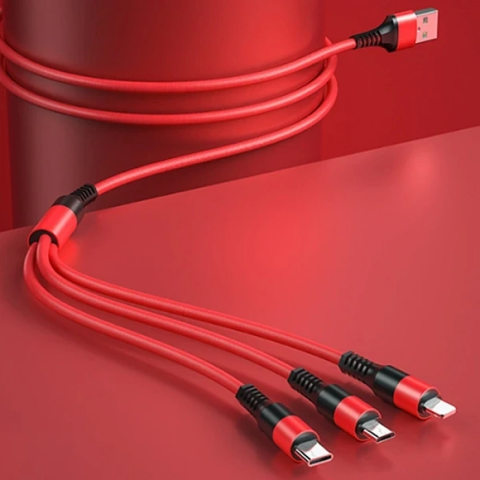 WEKOME 3WDC-125 in1 Type-C+İPhone+Micro Usb Şarj Kablsu 1.20CM-(5775)