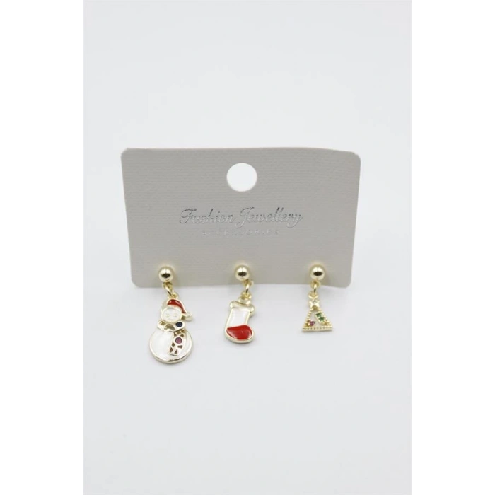 Yeni Yıl Temalı Küpe - Altın