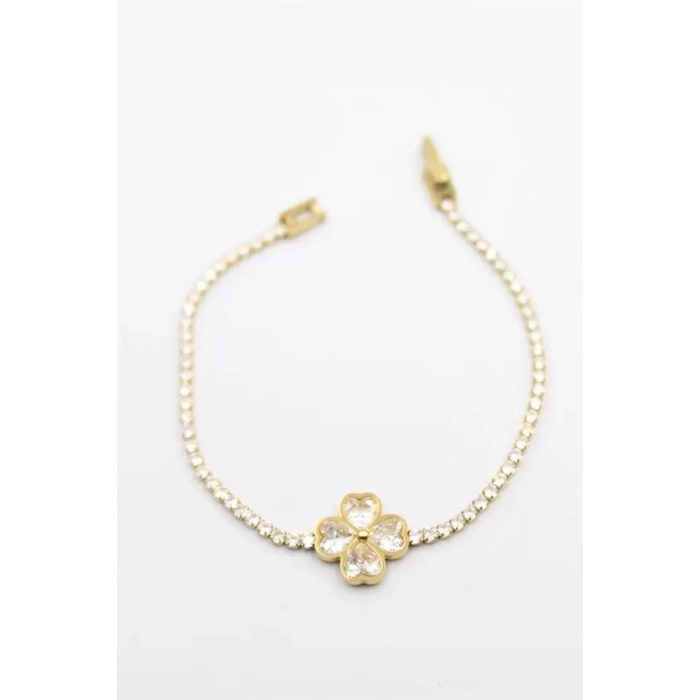 Yonca Su Yolu Bileklik - Altın