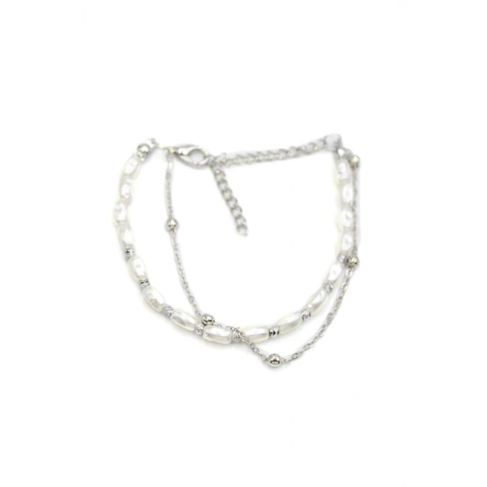 Zincirli İnci Bileklik - Gümüş