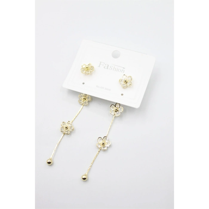 Zirkon Taşlı Küpe - Altın