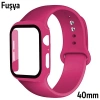 ALLY Apple Watch 4-5-6 40mm Silikon Kordon Kayış ve Ekran Koruyucu Kılıf-(5775)