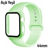 ALLY Apple Watch 4-5-6 44mm Silikon Kordon Kayış ve Ekran Koruyucu Kılıf-(5775)