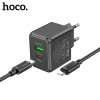 HOCO CS14A Ocean PD20W+QC3.0  Girişli Hızlı Şarj Başlığı Ve Type-C To iPhone Lightning Kablo-(5775)