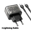 HOCO N34 PD20W USB+Type-C + iPhone Lightning Kablo Hızlı Şarj Adaptör Seti-(5775)