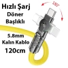 HOCO U118 Döner Başlıklı Type-C to Type-C 60W Hızlı Şarj ve Veri Kablosu-(5775)