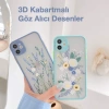 iPhone 12 6.1inç Kamera Korumalı Çiçek Desenli Silikon Kılıf-(5775)