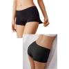 Kadın Dikişsiz Görünmez İz Yapmaz Mini Şort Boxer Siyah