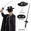 Zorro Kostüm Seti 3’lü Çocuk – Şapka, Maske Ve Kılıç