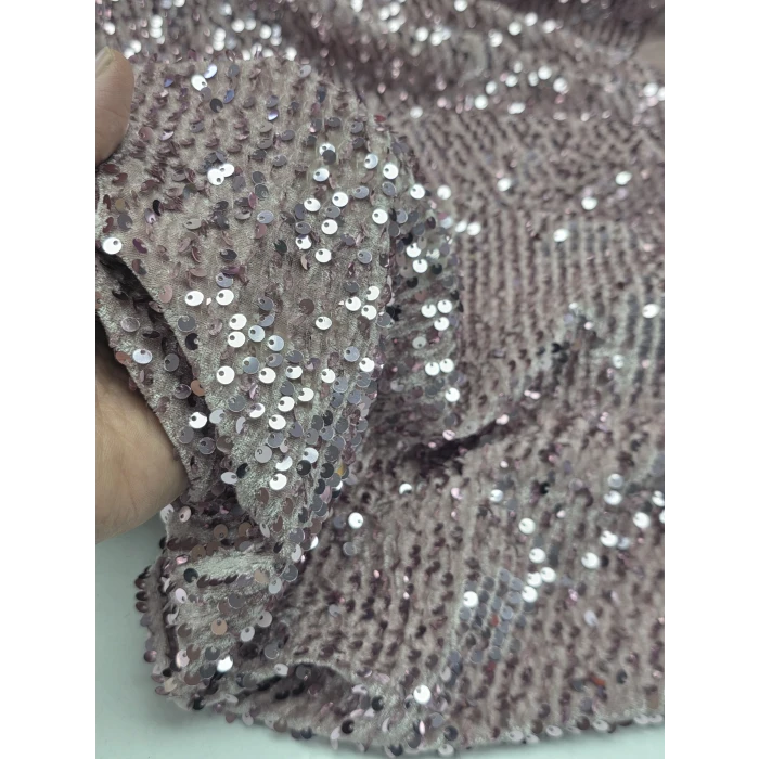 Pudra Kumaş Üzerine Pudra Pul Payet İthal Kadife