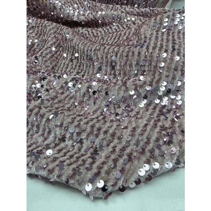 Pudra Kumaş Üzerine Pudra Pul Payet İthal Kadife