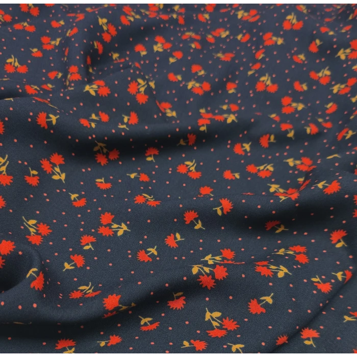 CİMCİME ÇİÇEKLER Zemin Lacivert Nar Çiçeği Çiçekler