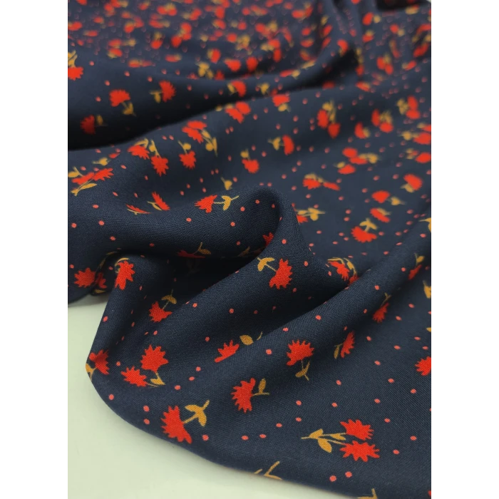 CİMCİME ÇİÇEKLER Zemin Lacivert Nar Çiçeği Çiçekler