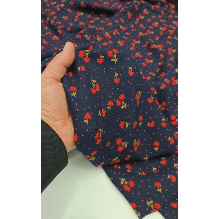 CİMCİME ÇİÇEKLER Zemin Lacivert Nar Çiçeği Çiçekler