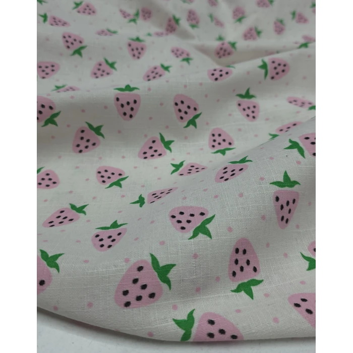 ÇİLEK DESENLİ Pamuk Ketenler